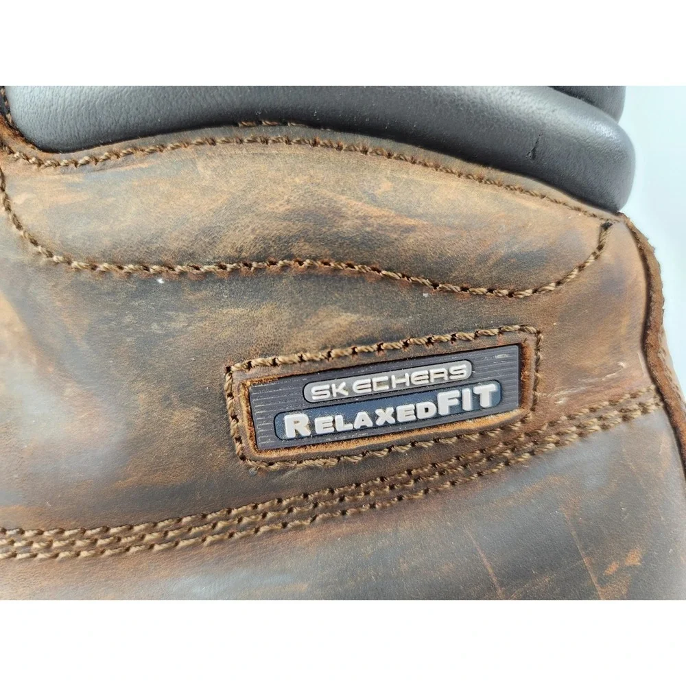 Skechers Work Mens 77026 Grip Slip Resistant Steel Toe boots Leather ASTM 9.5